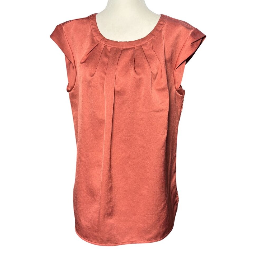 Liz Claiborne Womens S Brown Rust silk Satin Styles Sleeveless blouse shell - Picture 6 of 10